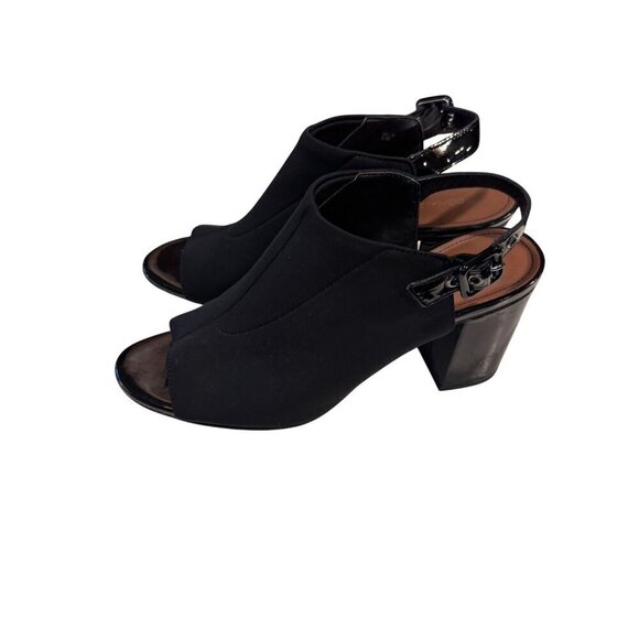 Donald J Pliner Black Block Heel Open Toe Slingback Sandals Womens Size 8.5 - Picture 1 of 10